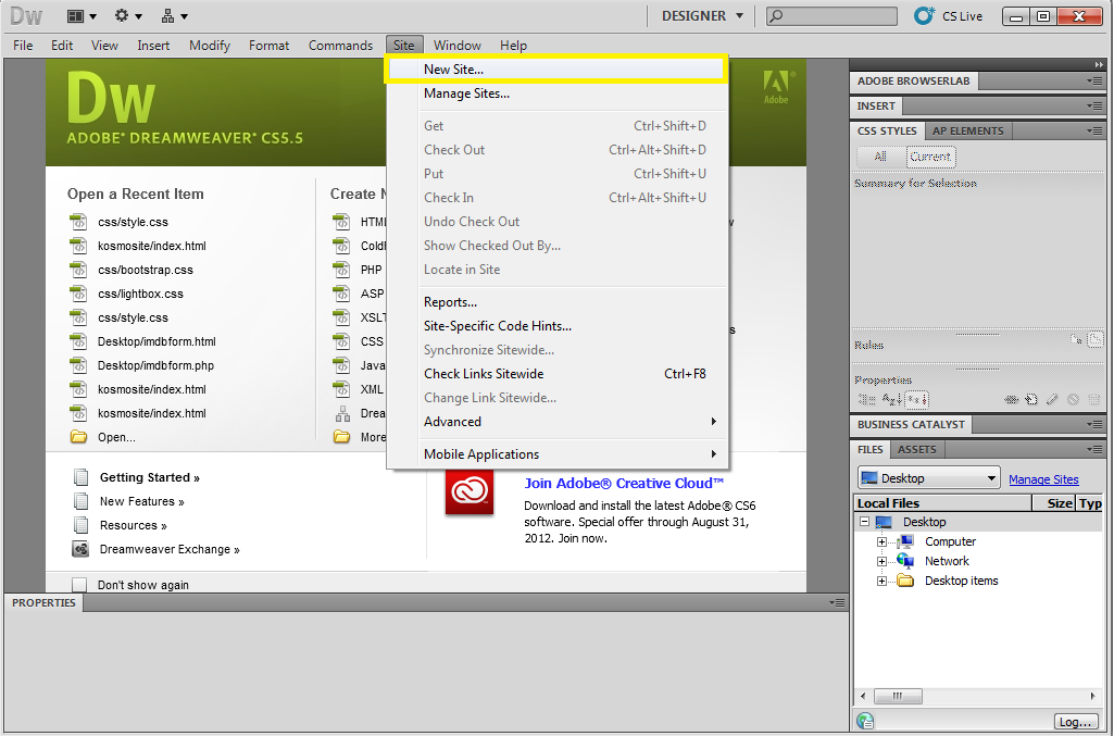 Site5 KnowledgeBase » Dreamweaver: How to use the Built in FTP