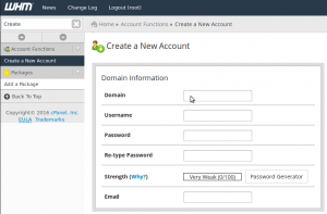 New Domain Name WHM